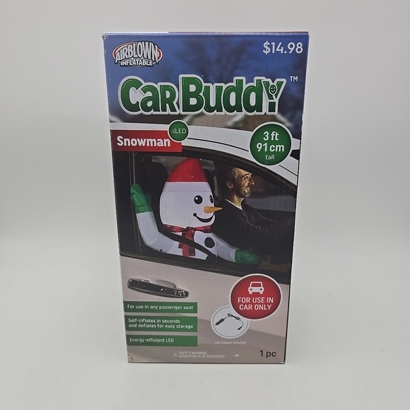 Gemmy Airblown Inflatable Christmas Snowman Car Buddy for Passenger Seat 3ft New - Picture 1 of 6